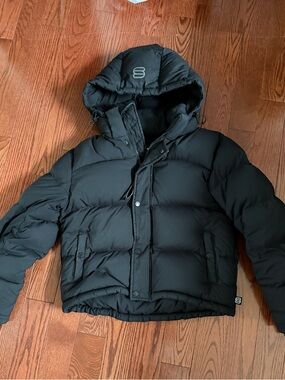 Aritzia Black Puffer Jacket with Hood